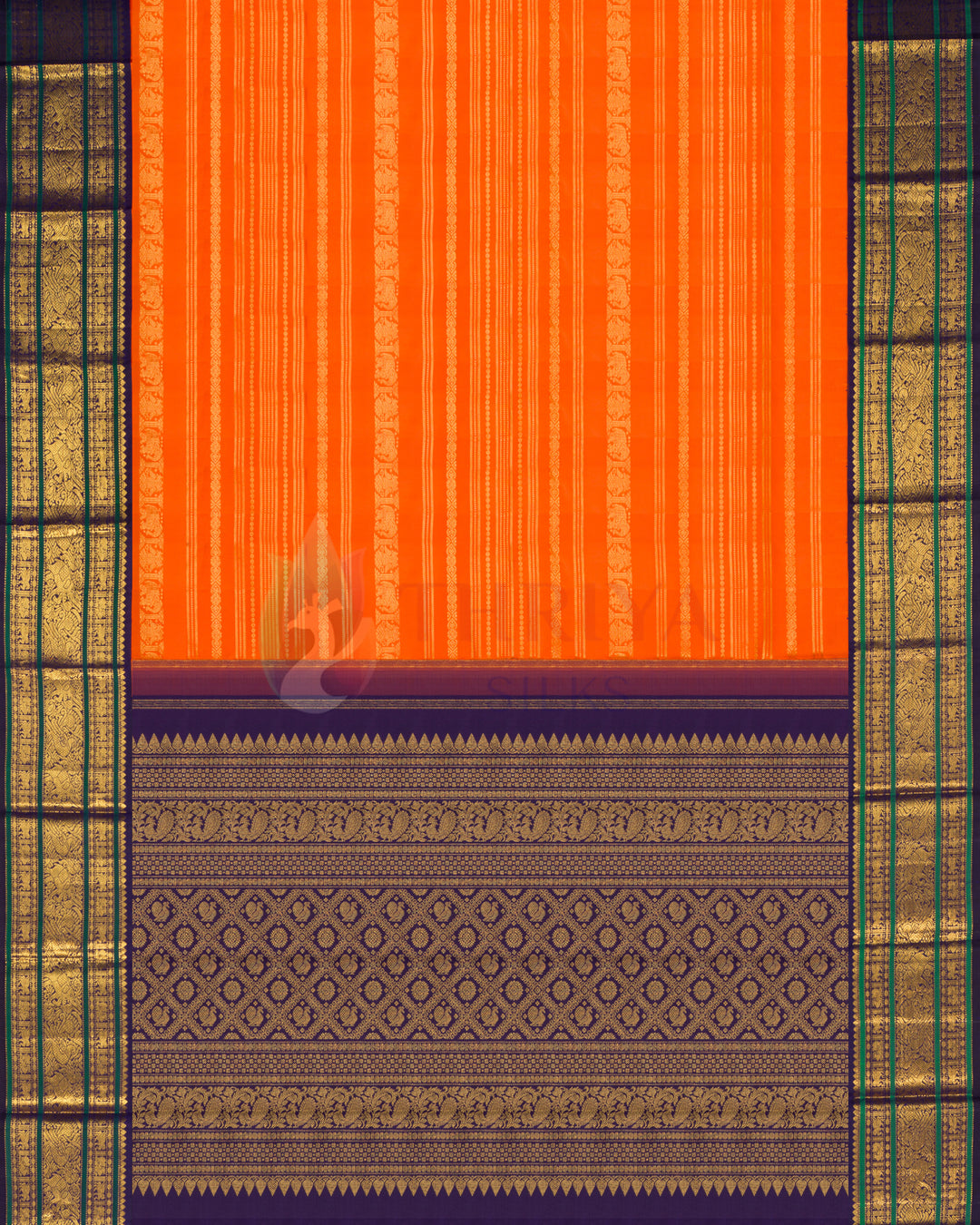 Orange Korvai Kanchipuram Silk Saree - TSPQ100514