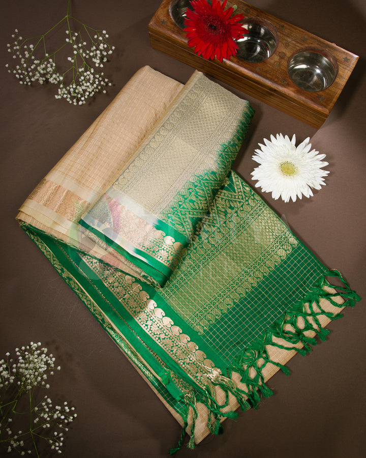 Sandal And Green Soft Silk Saree - TSW060809 - View 1