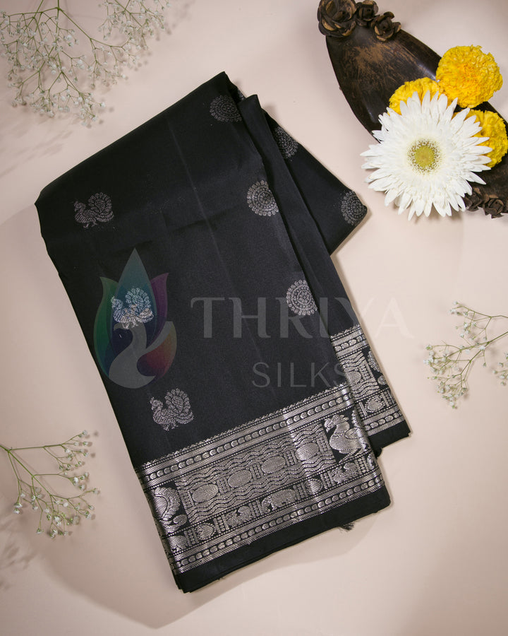 Black Soft Silk Saree - TSW260703 - View 1