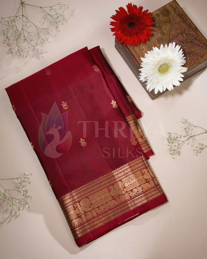 Maroon Soft Silk Saree - TSW200801 - View 1