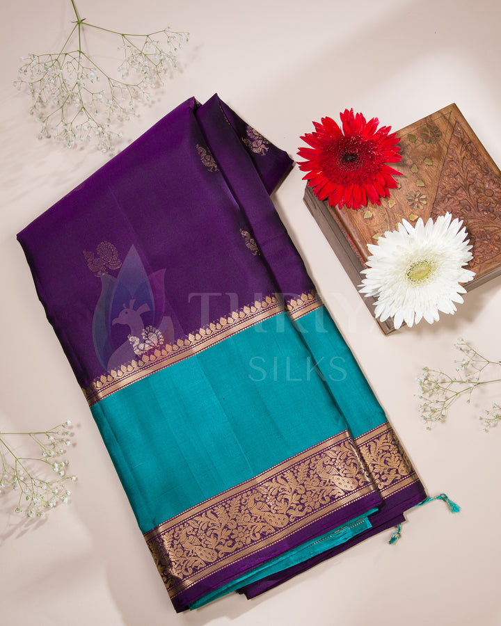 Violet And Turquoise Soft Silk Saree - TSW120910