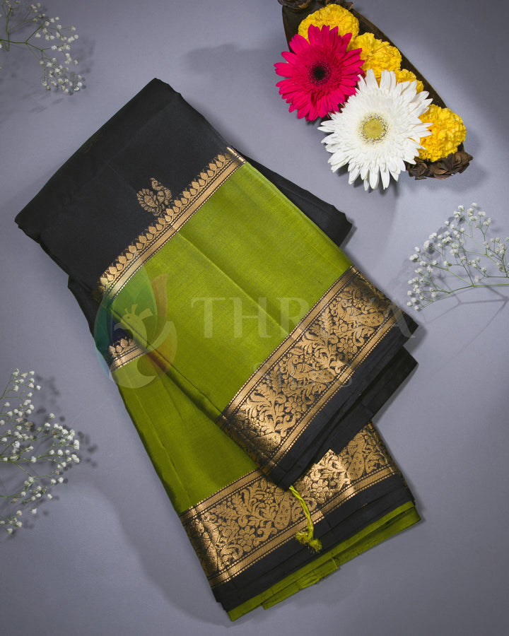 Black And Green Soft Silk Saree - TSW120906