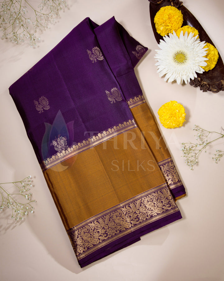 Violet And Mustard Soft Silk Saree - TSW120911