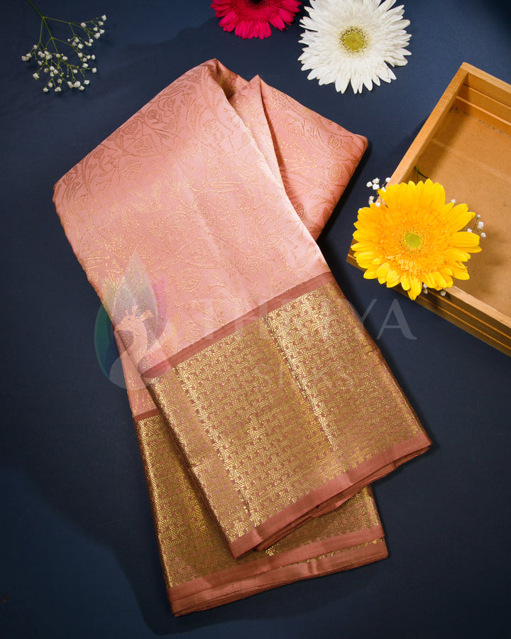 Salmon Pink And Dusty Pink Kanchipuram Silk Saree - TSW021002