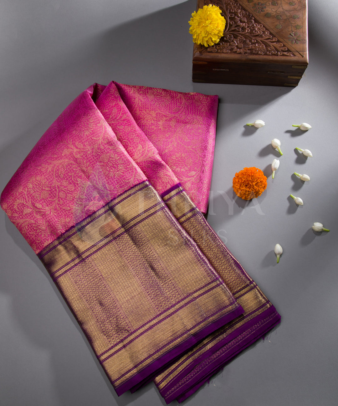 Pink and Purple Kanchipuram Silk Saree - TSW0925 - View 1