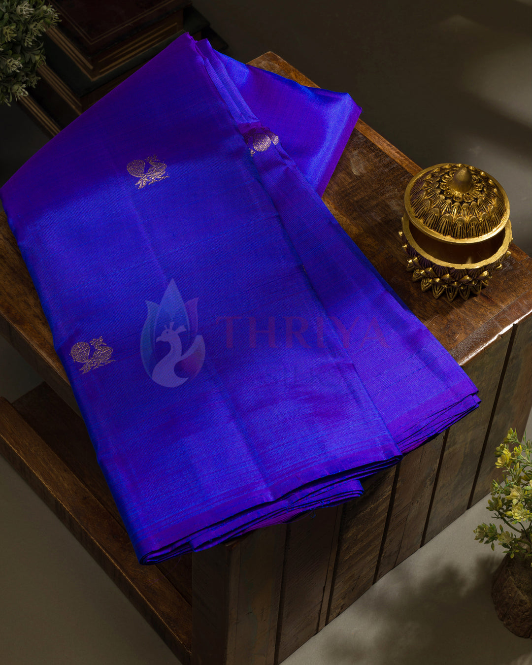 Royal Blue Kanchipuram Silk Saree & 3G - TSPQ190704