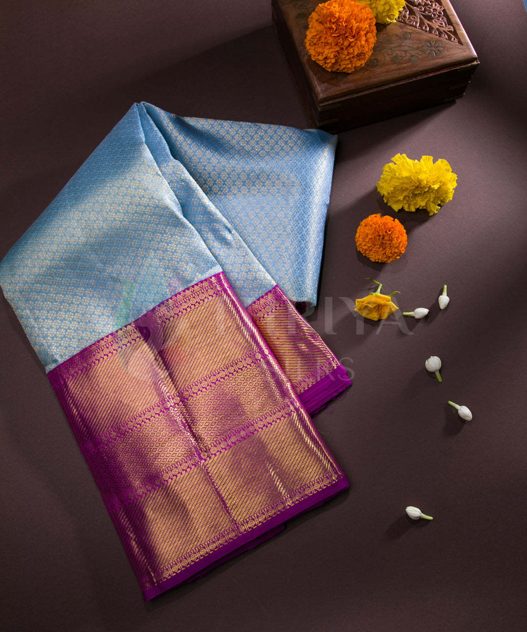 Blue and Magenta Kanchipuram Silk Saree- TSW1132 - View 1