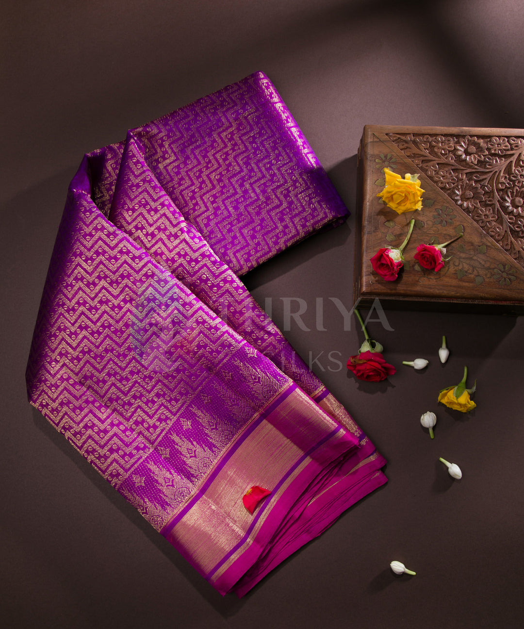 Magenta and Gold Kanchipuram Silk Saree- TSW050702 - View 1