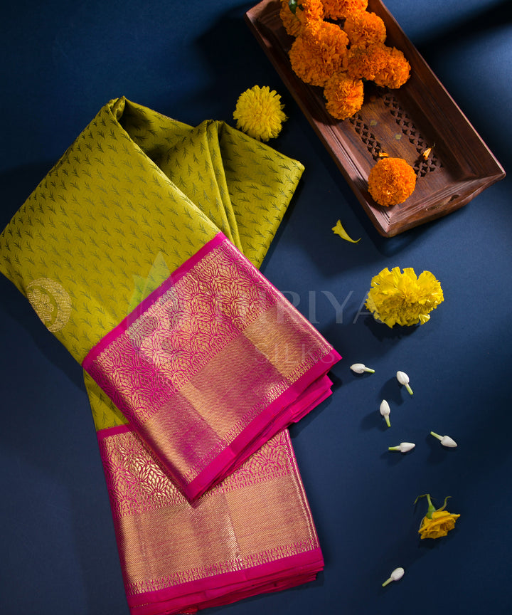 Parrot Green and Pink Kanchipuram Silk Saree - TSW050701 - View 1