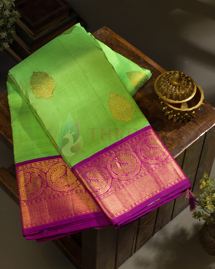 Parrot Green Kanchipuram Silk Saree - TSW1265