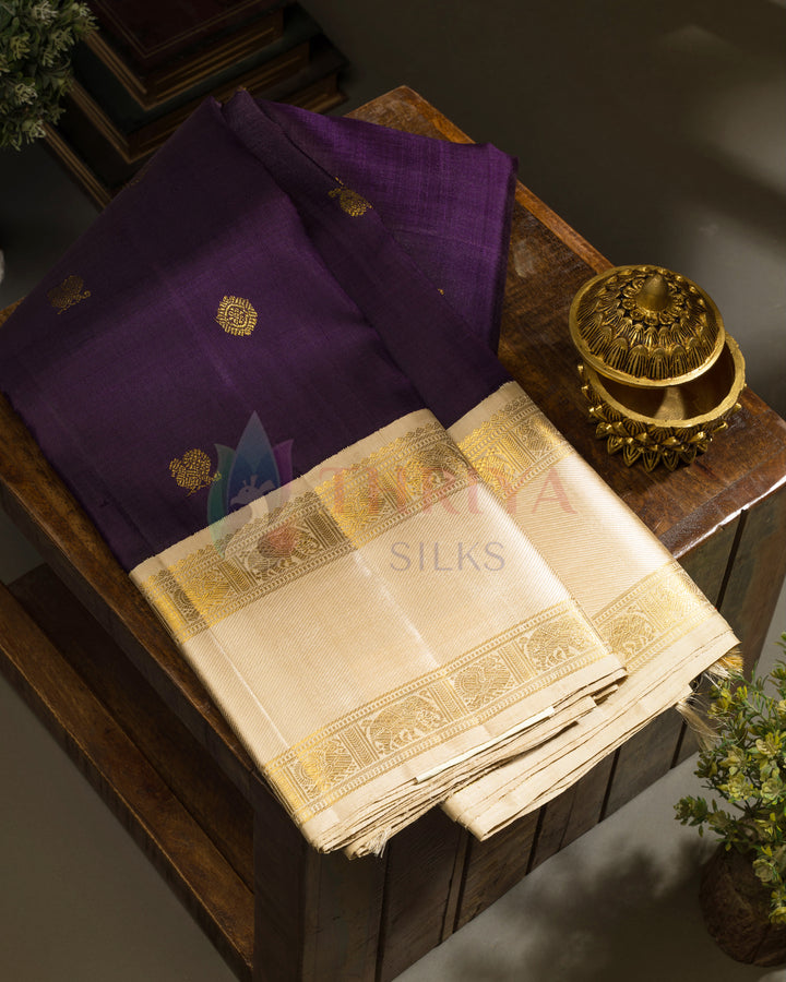 Ink Blue Kanchipuram Silk Saree - TSPQ200702