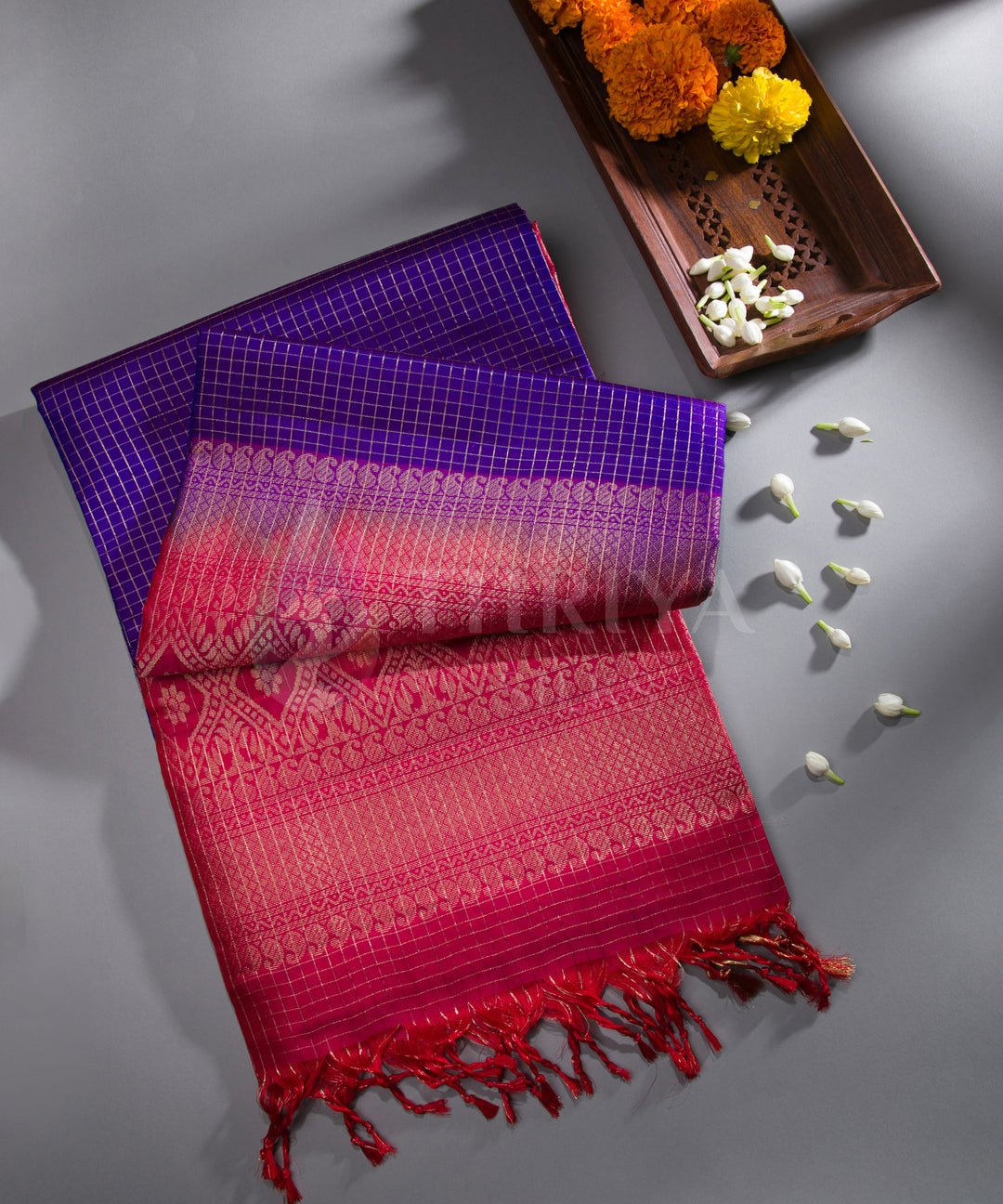 Purple and Red Soft Silk Saree - TSW060704 - View 1