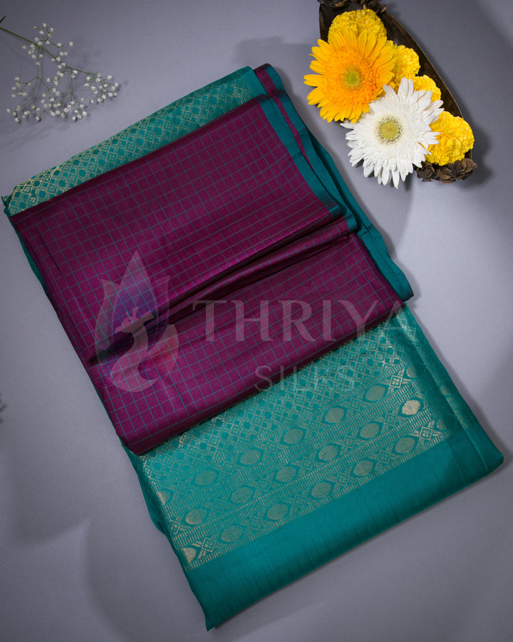 Violet And Turquoise Soft Silk Saree - TSW081001