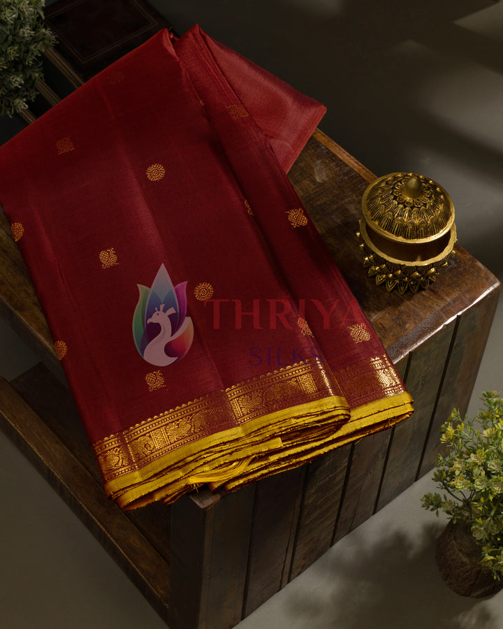 Maroon Kanchipuram Silk Saree & 3G - TSPQ040901