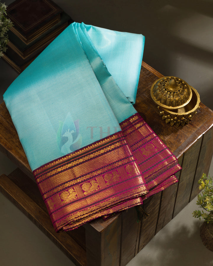 Sky Blue Korvai Kanchipuram Silk Saree - TSPQ120505