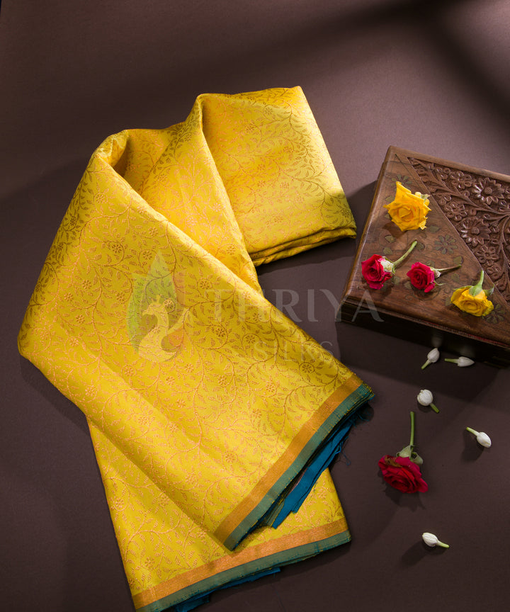 Yellow and Blue Kanchipuram Silk Saree - TSW1144 - View 1