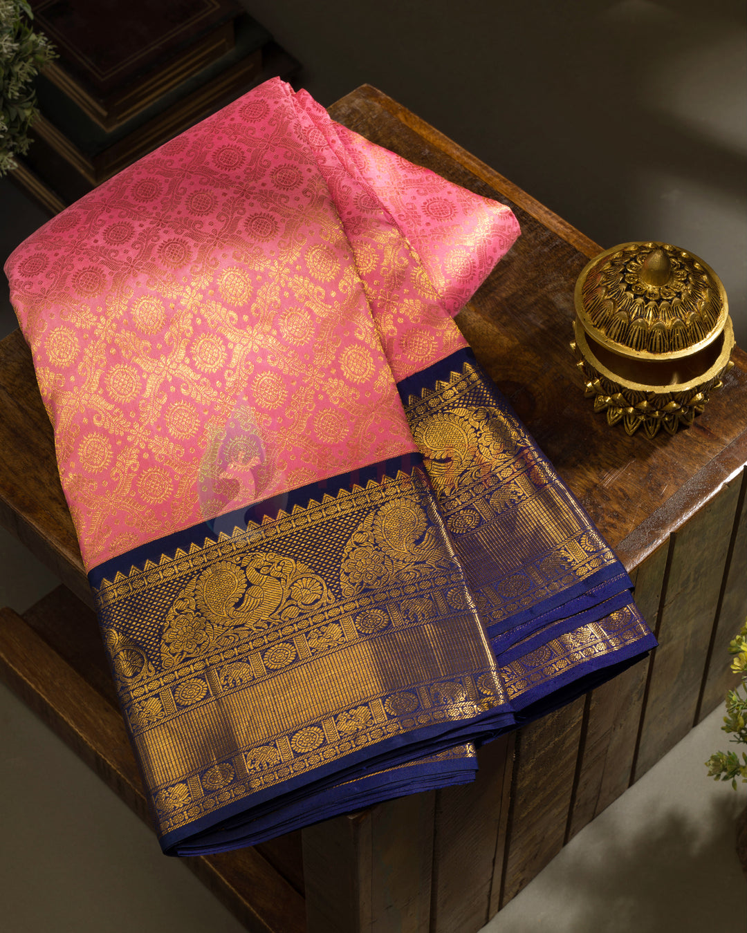 Peach Pink Kanchipuram Silk Saree - TSINS0821(844)