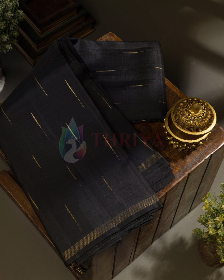 Black Kanchipuram Silk Saree & 3G Zari  - TSPQ100505