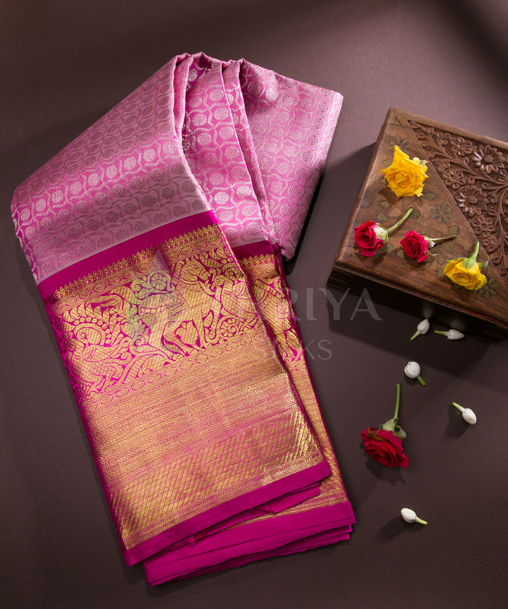 Light Pink with Dark Pink Kanchipuram Silk Saree - TSW0926 - View 1