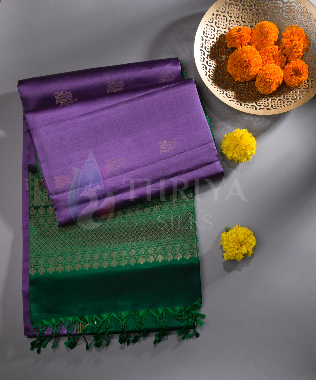 Light Purple And Bottle Green Soft Silk Saree - TS3L060501