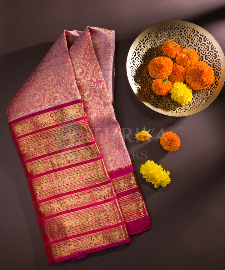 Light Pink with Magenta Kanchipuram Silk Saree - TSW0940 - View 1