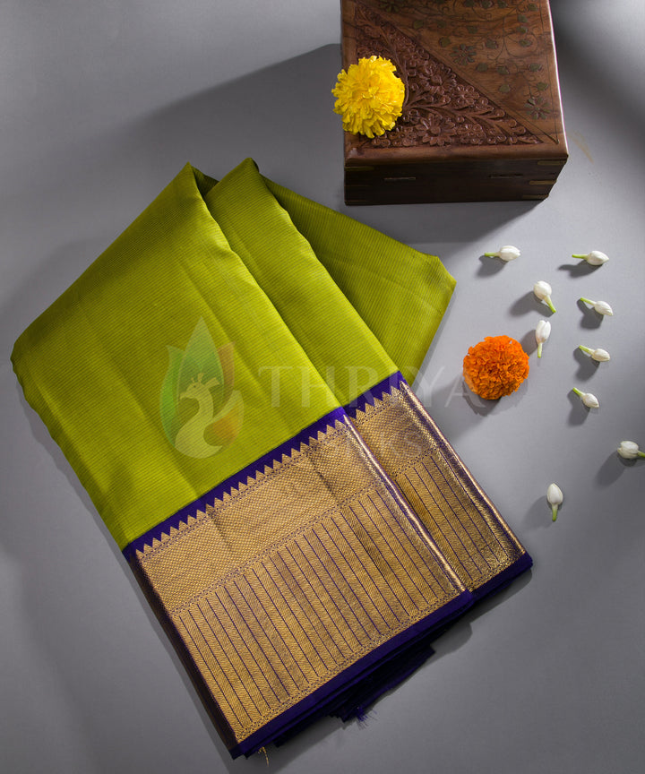 Parrot Green And Navy Blue Kanchipuram Silk Saree - TSP786