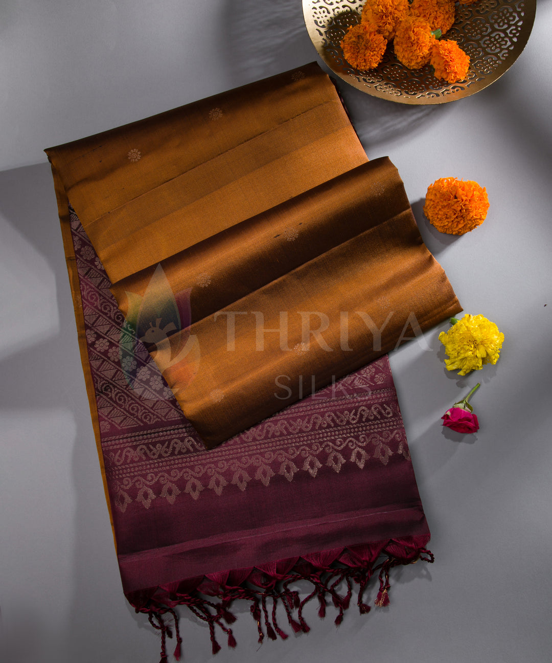 Brown And Maroon Soft Silk Saree - TS3L070503