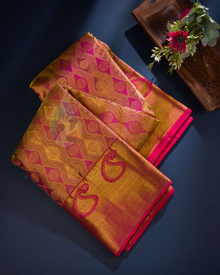 Golden Pink Kanchipuram Saree with 2g Zari - TSW0919