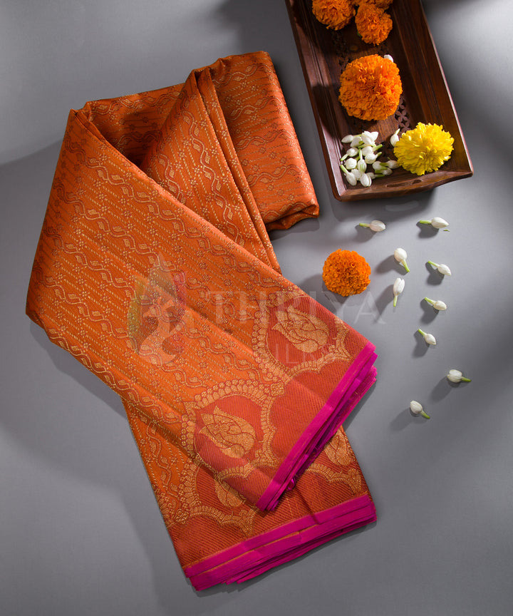 Mustard And Brown Kanchipuram Silk Saree - TSWA1808