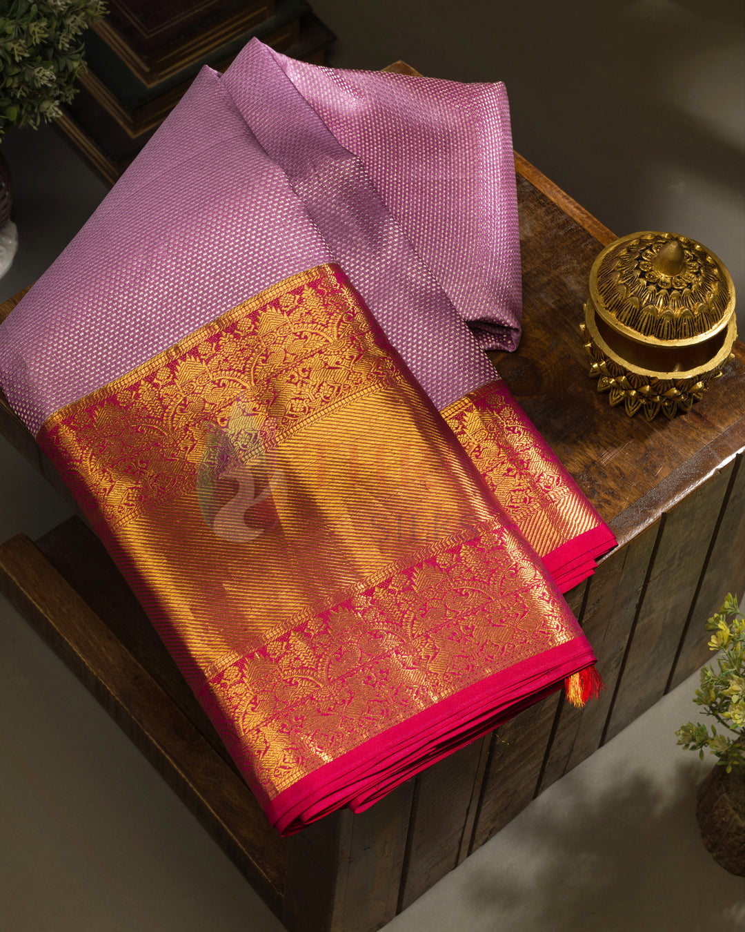 Pastel Magenta Pink Kanchipuram Silk Saree - TSW1156