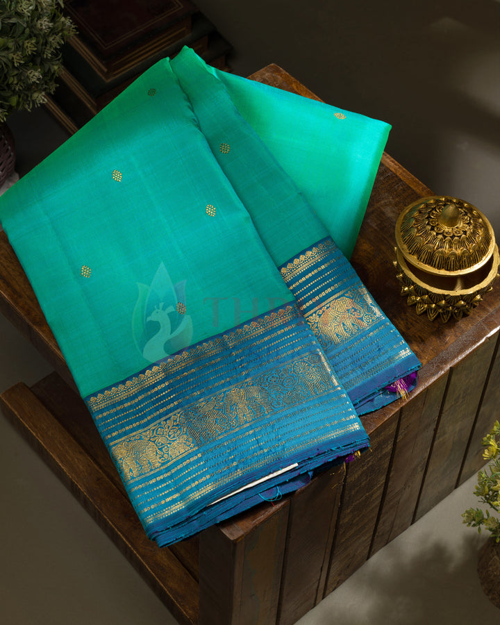 Coral Green Kanchipuram Silk Saree -TSPQ100516
