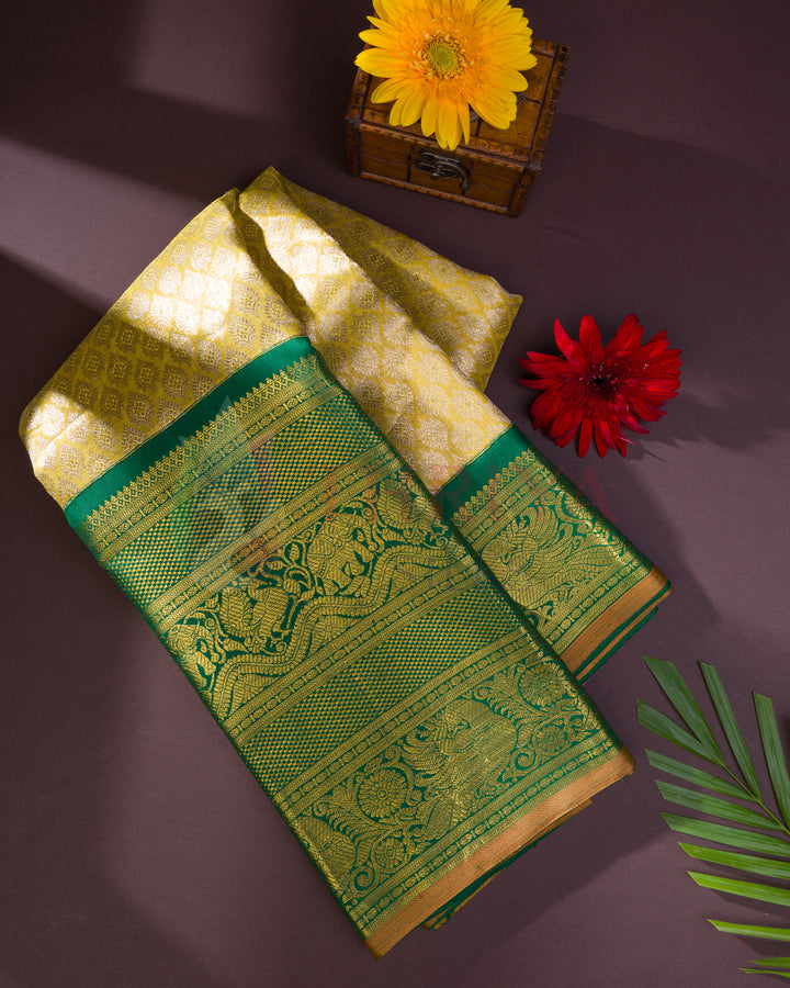 Yellow Kanchipuram Silk Saree With Pure Zari - TSW1221