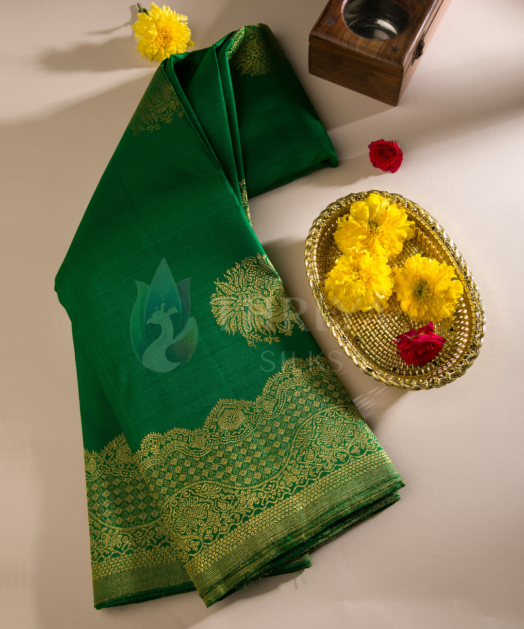 Green Kanchipuram Silk Saree - TSW0907 - View 1