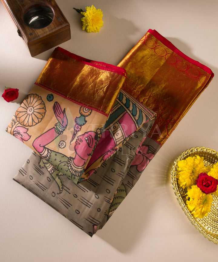 Multicolour Kalamkari Kanchipuram Silk Saree - TSW0866 - View 1