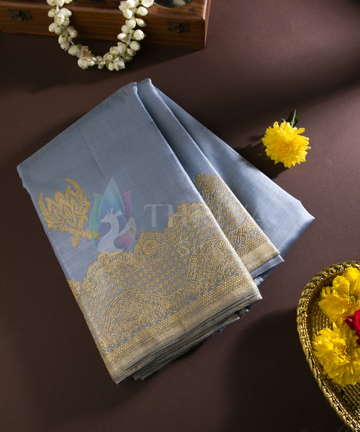 Grey Kanchipuram Silk Saree - TSW0905 - View 1