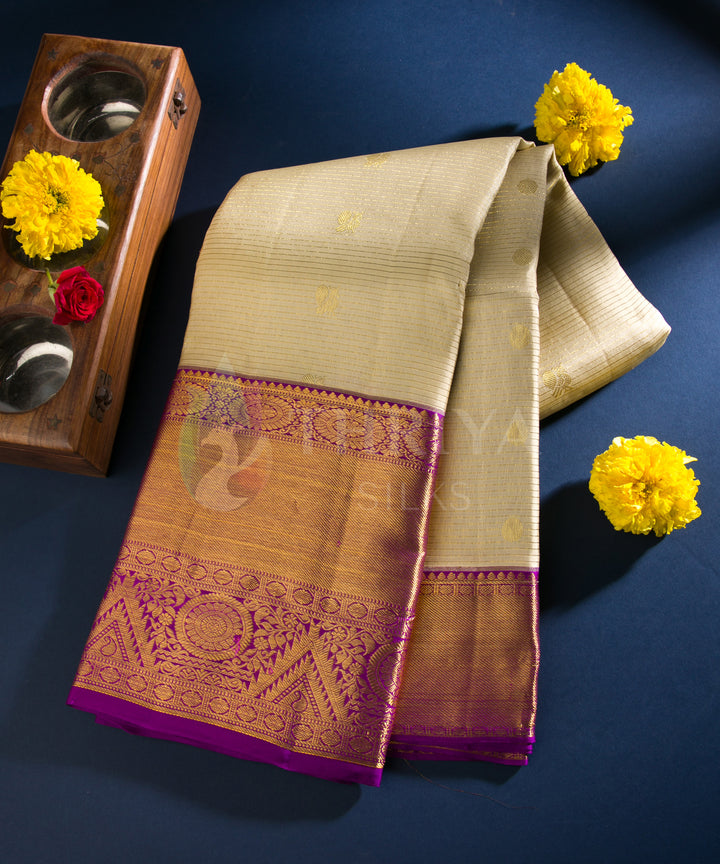 Sandal And Violet Kanchipuram Silk Saree - TSW1106 - View 1