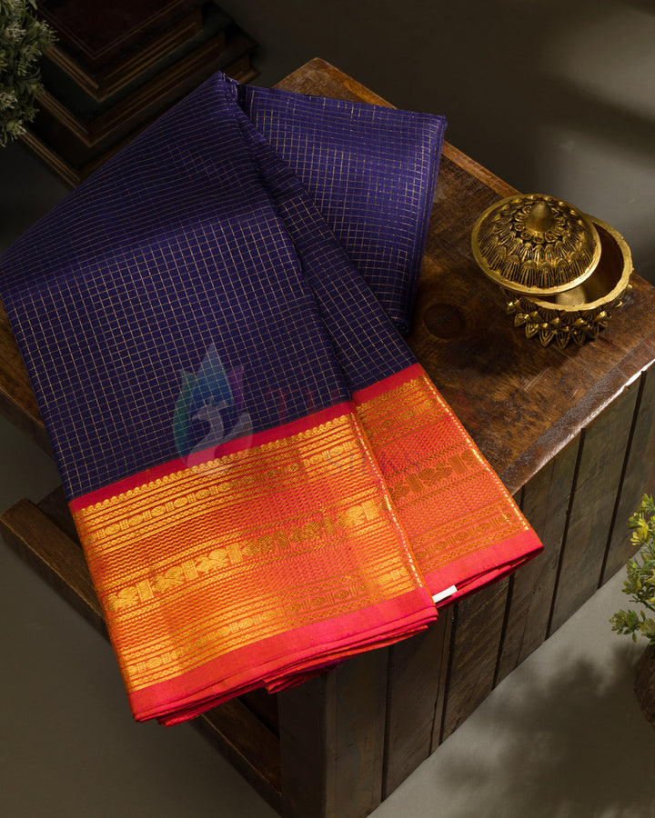 Ink Blue Kanchipuram Silk Saree - TSPQ120509