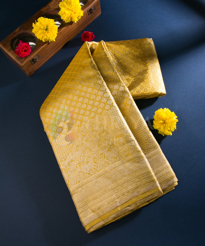 Gold Pure Zari Kanchipuram Silk Saree - TSW0844 - View 1