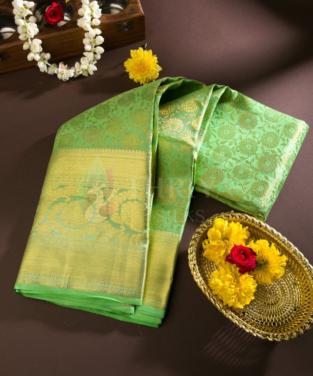 Pista Green Kanchipuram Silk Saree - TSW1177 - View 1