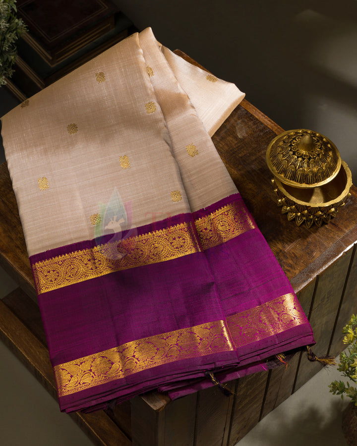 Cream Kanchipuram Silk Saree - TSPQ200706