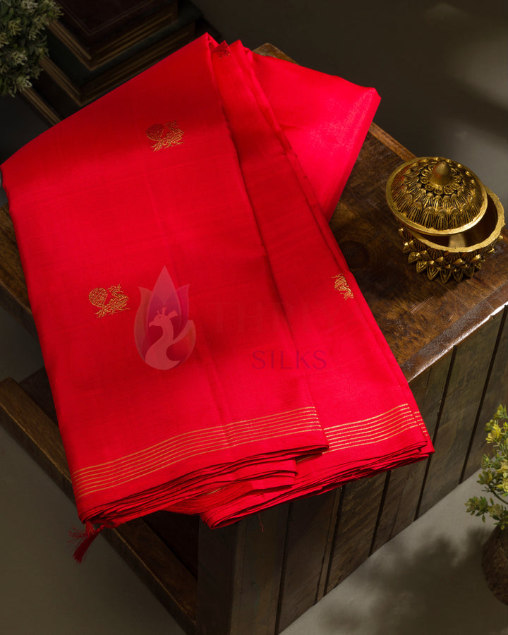 Red Kanchipuram Silk Saree & 3G - TSPQ11090