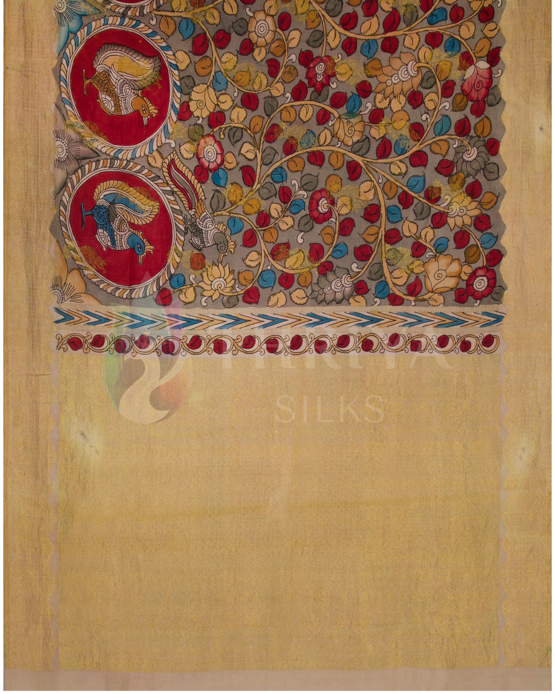 Kalamkari Pure Zari Kanchipuram Silk Saree -  TSW0871