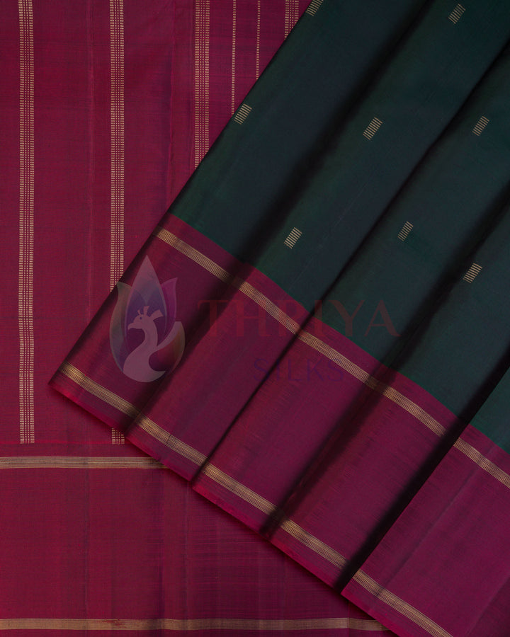 Dark Green Kanchipuram Silk Saree with 3G Zari - TSW1301