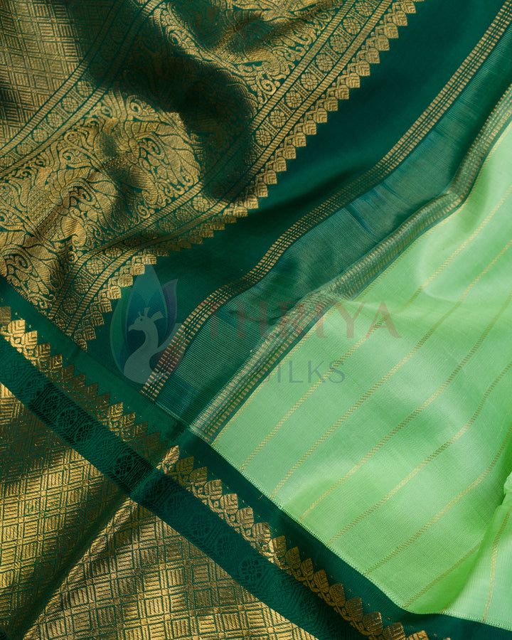 Green Kanchipuram Silk Saree WIth 2G - TSW201104