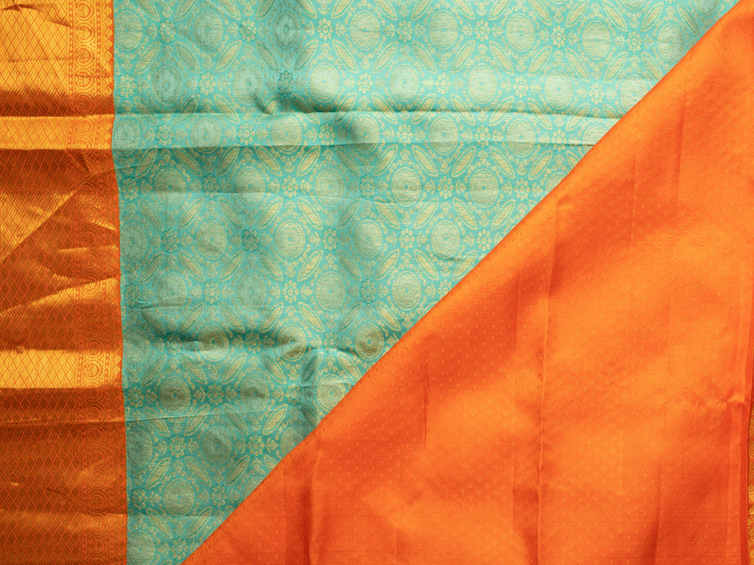 Pista Green And Orange Kanchipuram Silk Saree - TSW0918 - View 1