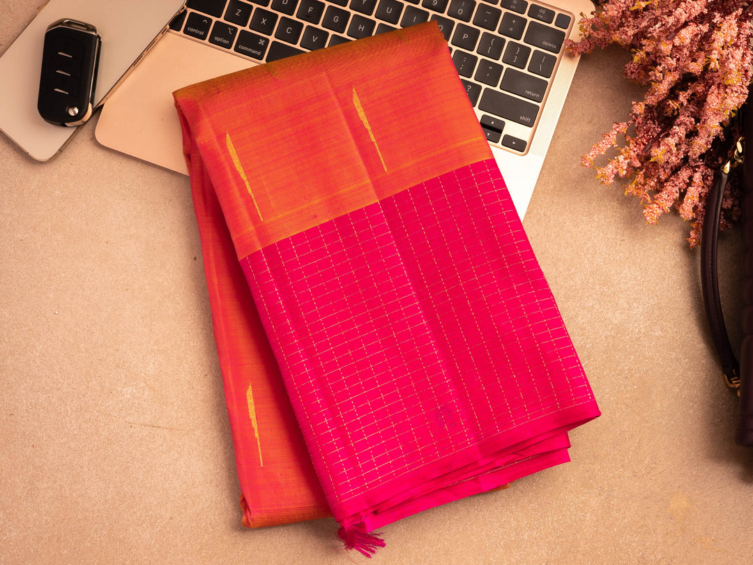 Orange and Pink Kanchipuram Silk Saree - TSW0819 - View 1