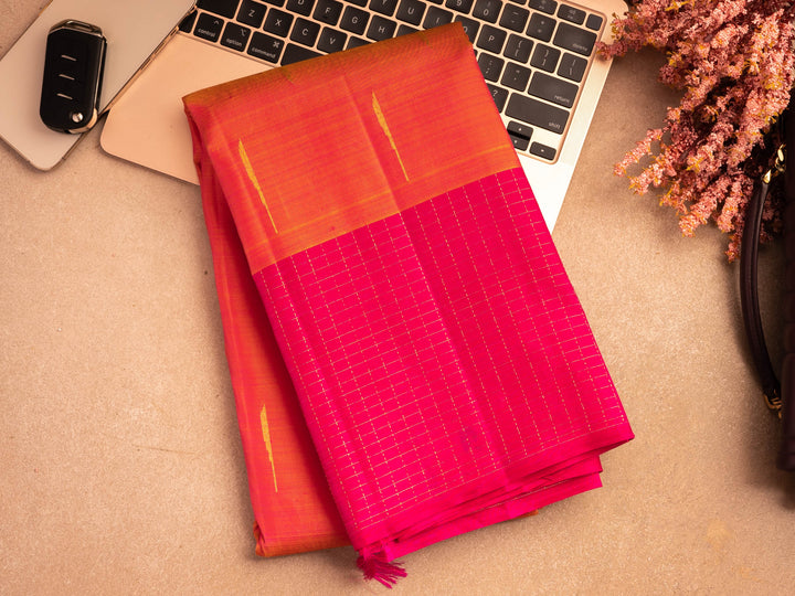 Orange and Pink Kanchipuram Silk Saree - TSW0819 - View 1