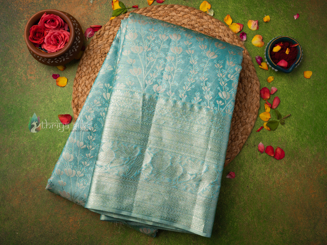 Aqua Blue Kanchipuram Silk Saree - TSW0930