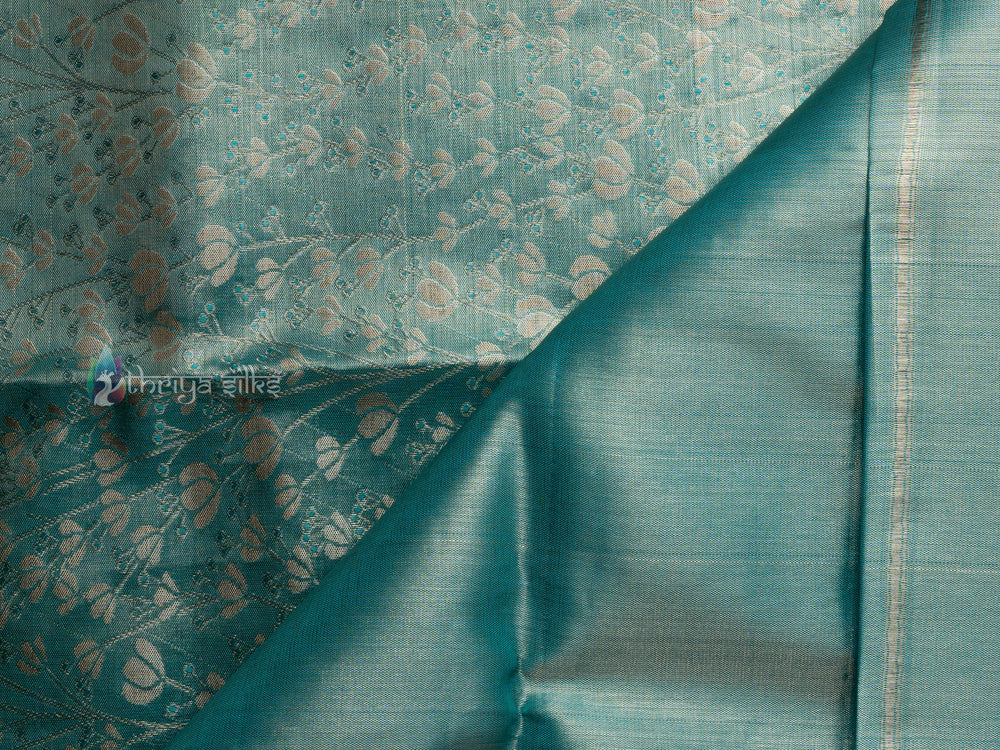 Aqua Blue Kanchipuram Silk Saree - TSW0930 - View 1