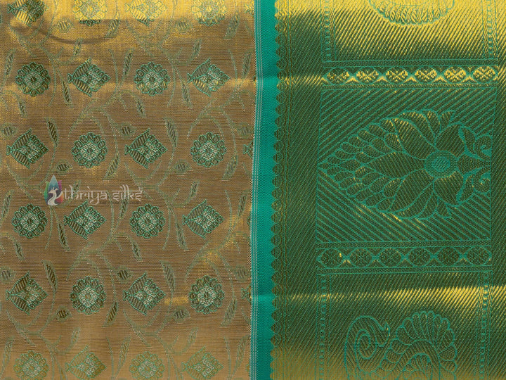 Gold And Green Kanchipuram Silk Saree - TSW0915 - View 4